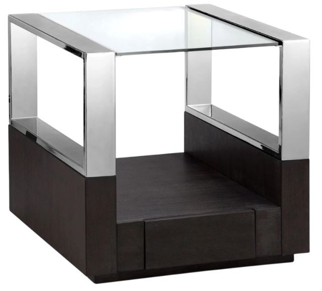 Magnussen Home® Revere Glass Top End Table with Graphite Base-0