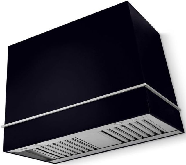 La Cornue CornuFé Loge 44" Matte Black Wall Mounted Range Hood with Satin Chrome Trim-0