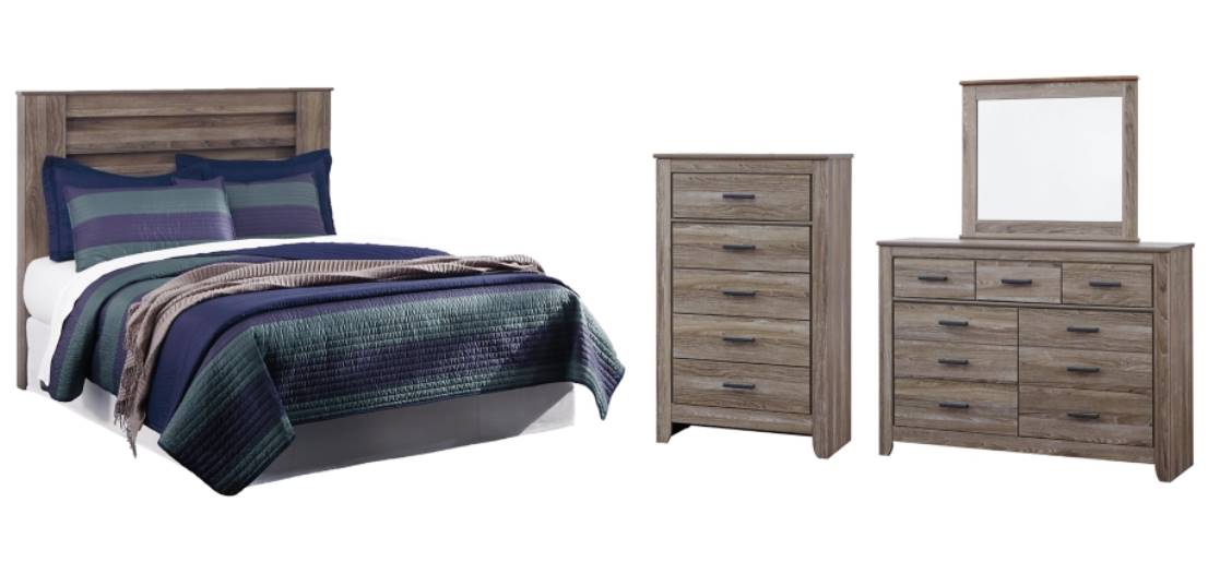 Signature Design by Ashley® Zelen 4-Piece Warm Gray King or California King Panel Headboard Bedroom Set