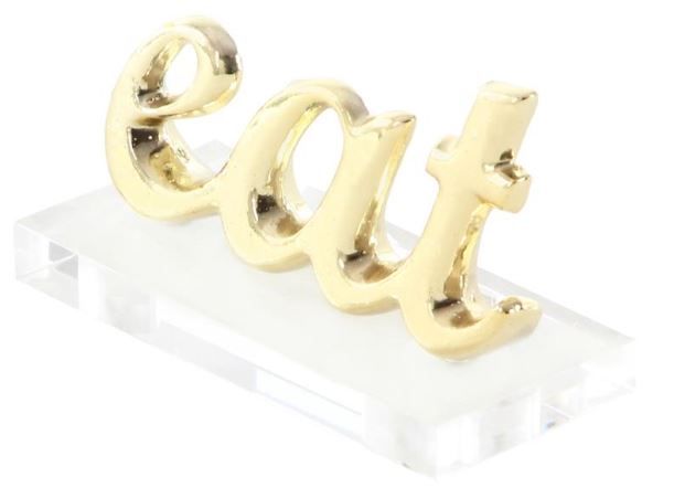 Deco Marche 2-Piece Gold/Silver Metal Eat Decorative Sign with Clear BaseSet-1