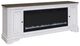 Liberty Furniture Magnolia Manor Antique White/Weathered Bark 82" TV Console With Fireplace-0