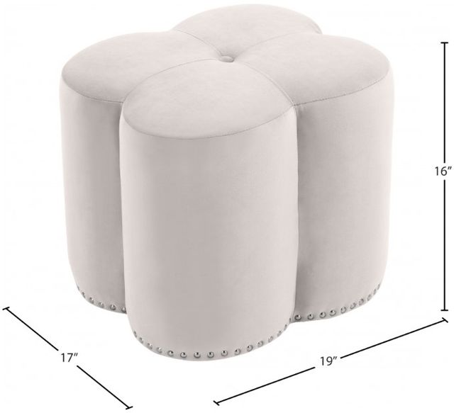 Meridian Furniture Clover Cream Upholstered Stool-2