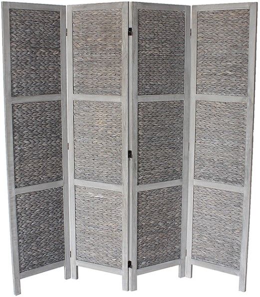 Milton Greens Stars Gray 4-Panel Arrow Pattern Room Divider-0