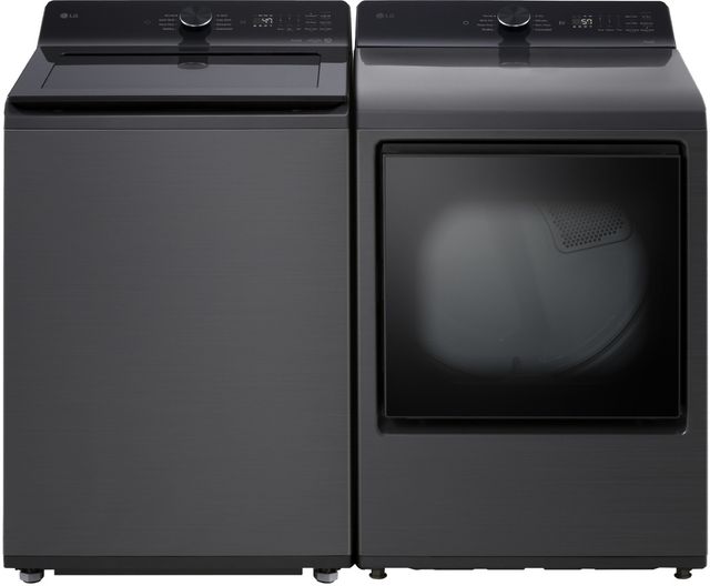LG Platinum Black Agitator Top Load Washer and Front Load Electric Dryer Laundry Pair-0