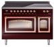 Ilve® Nostalgie II Noblesse 48'' Burgundy Pro Style Induction Range with Copper Trim-0