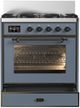 Ilve® Majestic III 30" Blue Grey Freestanding Dual Fuel Liquid Propane Range with Triple Glass Door and Burnished Trim-1