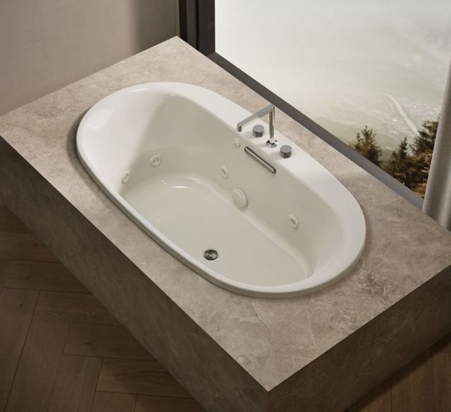 KOHLER® Underscore® Biscuit 66" x 36" Drop-In/ Undermount Heated Whirlpool Bath-1