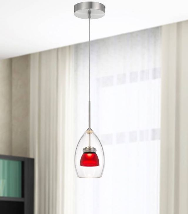 Cal® Lighting & Accessories Frosted Red Mini Pendant-1