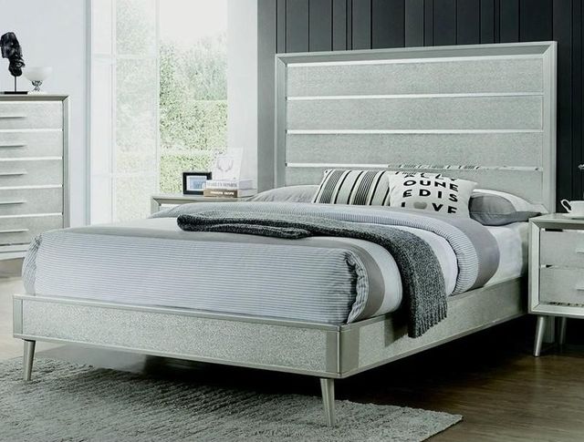 Coaster® Ramon Metallic Sterling Queen Panel Bed-1