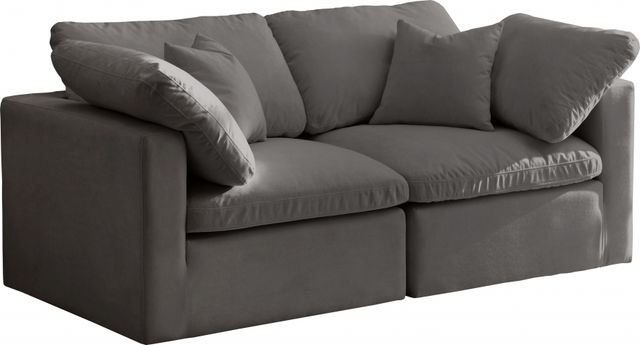 Meridian Furniture Plush Grey Velvet Standard Cloud Modular Sofa-0