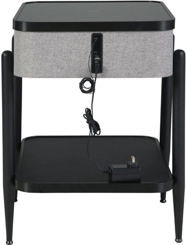 Signature Design by Ashley® Jorvalee Black Glass Accent Table with Gray Accent -1