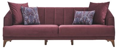 front view of the Enza Home Sona Purple 3-Seater Sofa Bed