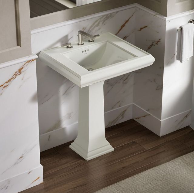 Kohler Memoirs® Dune Pedestal/Console Table Bathroom Sink Basin with 8" Widespread 3 Faucet Holes-2