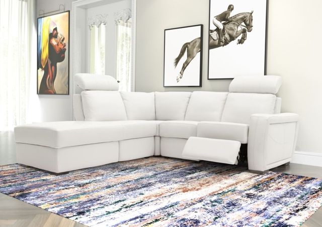 Fornirama 3748 3-Piece White Reclining Sectional with Adjustable Headrest Set-1