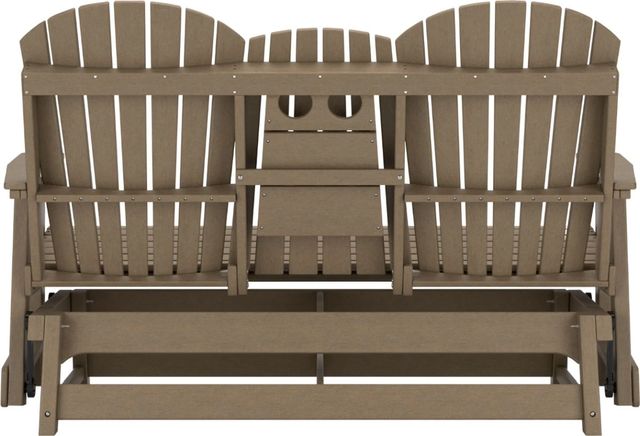 Signature Design by Ashley® Hyland Wave Driftwood Plastic Outdoor Glider Loveseat-3