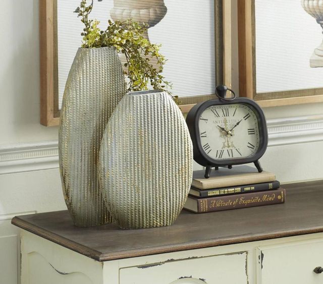 Deco Marche 2-Piece Gold Metal Decorative Vase with Gold Accents Set-3