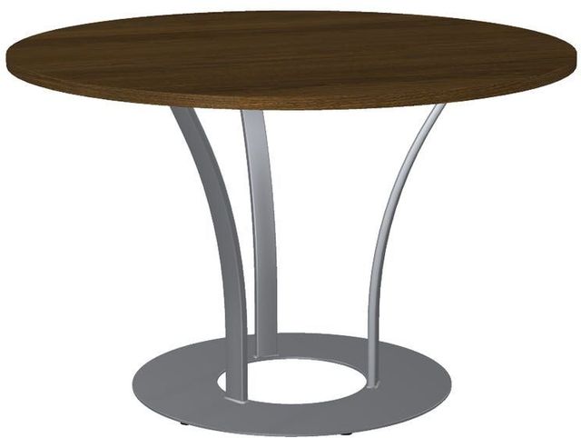 Amisco Customizable Dalia XL Walnut Veneer Round Table with Metal Turnip Base-0