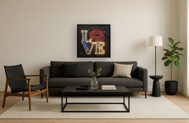 Classy Living Luminous Love Neon Art with Red Lips Wall Art-1
