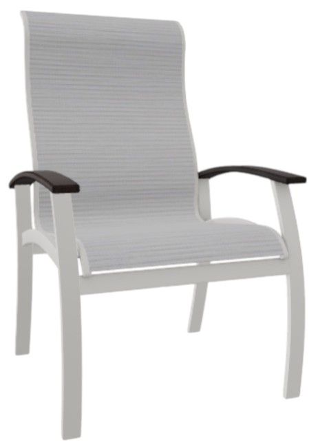Telescope Casual Belle Isle Abalone/Snow Aluminum/Fabric Outdoor Sling Supreme Arm Chair with Chestnut Rustic Polymer Arm Accent-0