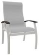 Telescope Casual Belle Isle Abalone/Snow Aluminum/Fabric Outdoor Sling Supreme Arm Chair with Chestnut Rustic Polymer Arm Accent-0
