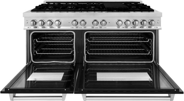 ZLINE 60" Stainless Steel Pro Style Dual Fuel Range with Black Matte Door-1