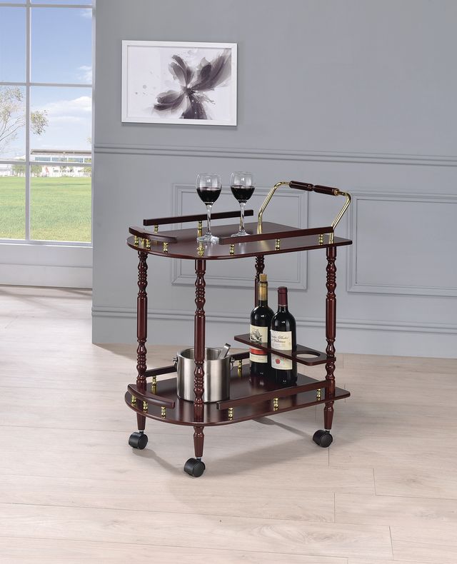 Coaster® Palmer Merlot/Brass 2-Tier Serving Cart-1