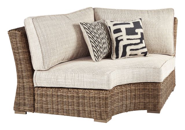 Beachcroft Outdoor Corner Chair with Cushion - White/Beige Beachcroft Outdoor Corner Chair with Cushion - White/Beige