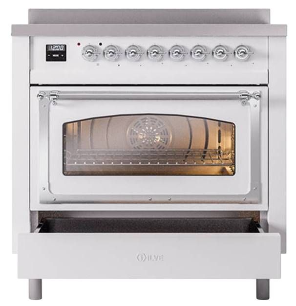 Ilve® Nostalgie II Noblesse 36'' Custom RAL Color Pro Style Induction Range with Chrome Trim-3