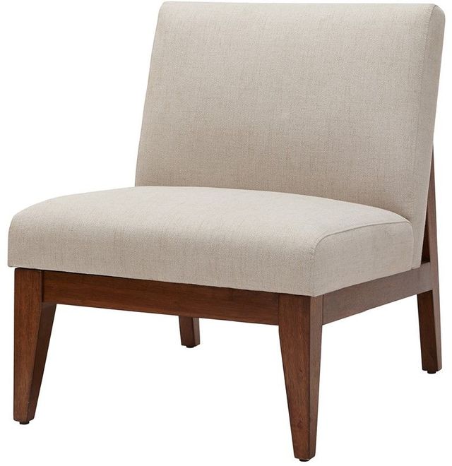 Olliix by Madison Park Cream Kari Slant Back Wood Accent Chair-1