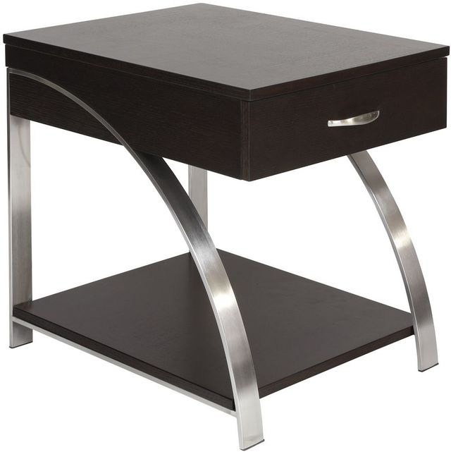 Homelegance® Tioga Espresso End Table with Chrome Metal Frame-0