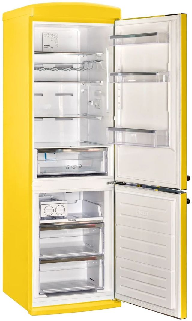 Unique® Appliances Classic Retro 24" 11.7 Cu. Ft. Canary Yellow Counter Depth Bottom Freezer Refrigerator-1