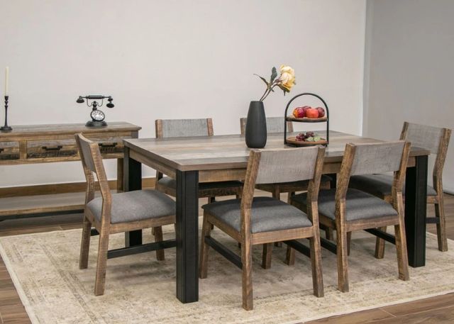 International Furniture Direct Loft Brown Gray Dining Table with Black Frame-1