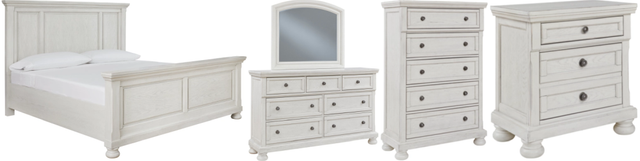 Signature Design by Ashley® Robbinsdale 5-Piece Antique White Queen Panel Bed Set-0
