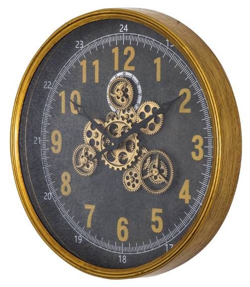 YHD Dark/Gold Round Gear Clock-1