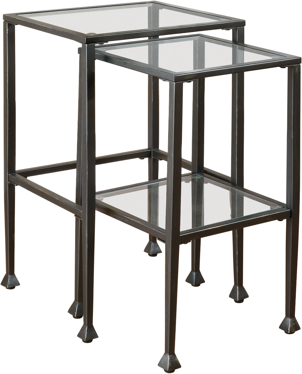 Coaster Leilani 2 Piece Glass Top Nesting Tables with Black Metal Base Store For Homes Furniture Flooring Newton IA
