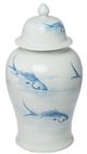 A & B Home Koi White Ginger Jar-0