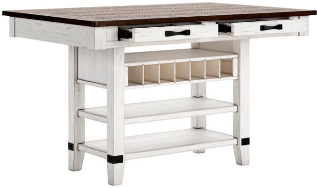 Signature Design by Ashley® Valebeck Brown Counter Height Dining Table with White Pedestal -2