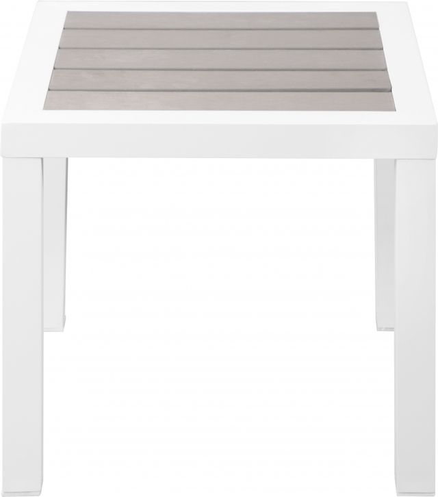 Meridian Furniture Nizuc Gray/White Aluminum/Plastic Outdoor Patio End Table-1