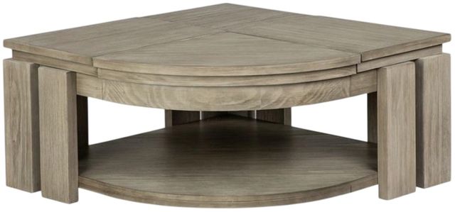 Magnussen Home® Conrad Stone Harbor Gray Pie Shaped Lift Top Cocktail Table with Casters-2