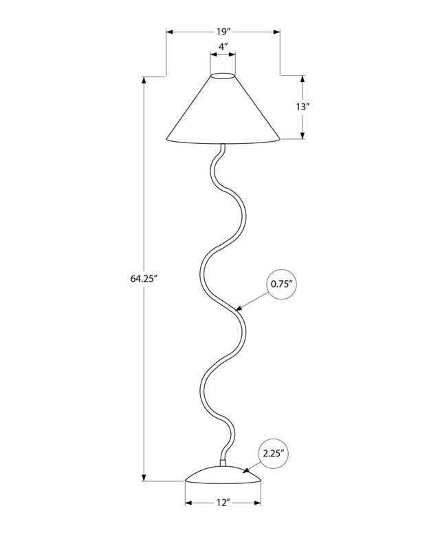 Monarch Specialties Inc. Black 64" Curved Floor Lamp-2