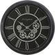 Monarch Specialties Inc. Black 23" Round Wall Clock with Roman Numerals on Black Background and Whit-0