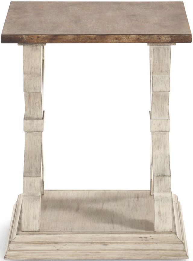 Flexsteel® Estate Galvanized Metal Top Chairside Table with Antiqued Base-1