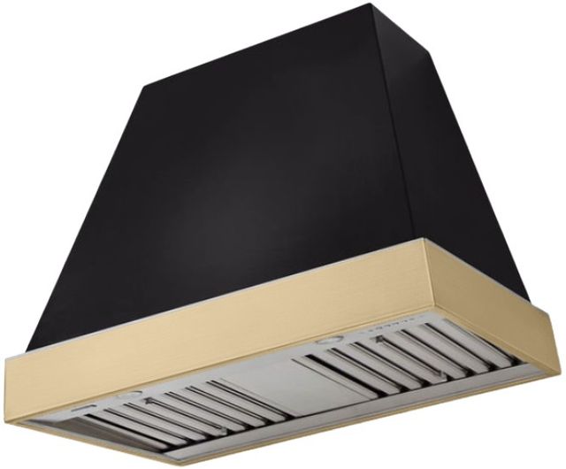 AGA Euclid 36" Black Wall Mounted Range Hood  with Brushed Brass Trim-0
