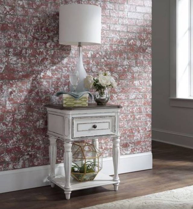 Liberty Furniture Magnolia Manor Antique White/Weathered Bark Open Nightstand-1