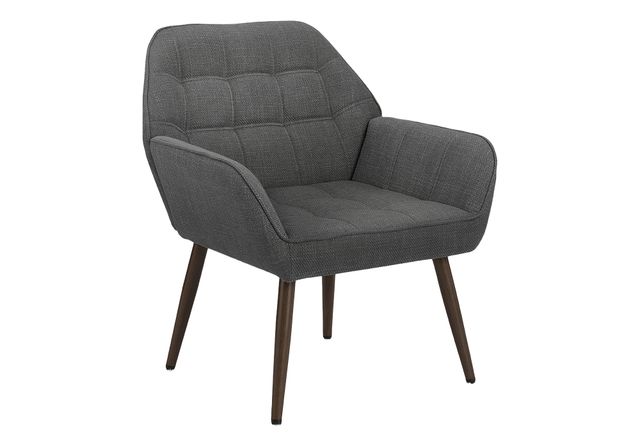Monarch Specialties Inc. Light Grey 29" Accent Chair with Walnut Wood Legs-0