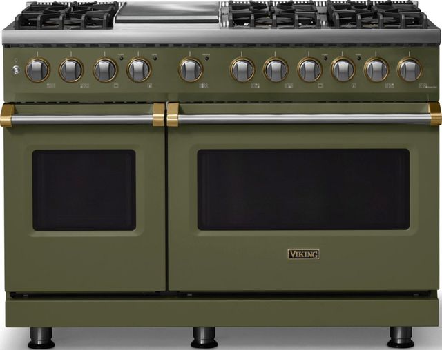 Viking® 5 Series 48" Martini Pro Style Dual Fuel (LP) Range with Brushed Brass Trim-0