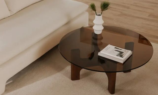 Moe's Home Collection Luke Amber Glass Top Coffee Table with Brown Base-3