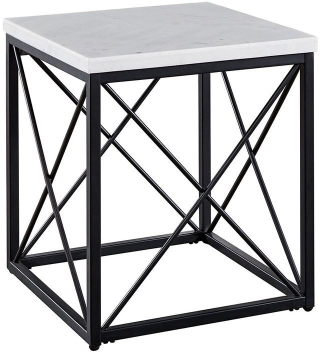 Steve Silver Co. Skyler White Square End Table with Black Base-0