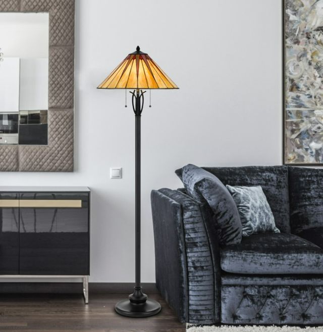 Cal® Lighting & Accessories Tiffany Dark Bronze Floor Lamp-3