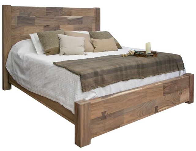 International Furniture Direct Natural Parota Brown Eastern King Panel Bed-0